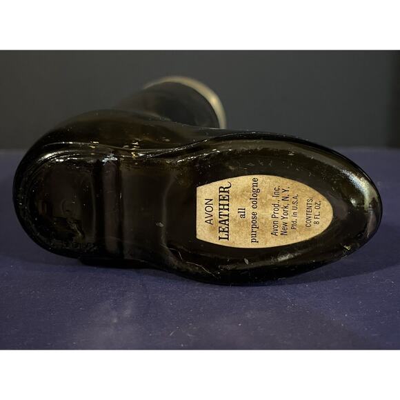 Vintage Avon Leather Cologne Boot Cowboy Empty Amber Glass Bottle - Picture 6 of 7